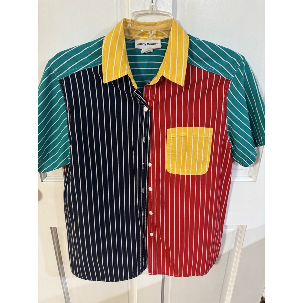 Vintage Cathy Daniel's Colorful Button Up Shirt Medium Women's